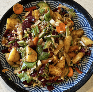 Rice, lentils and potato salad